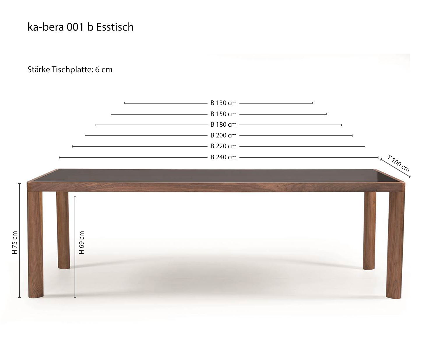 al2 ka-bera 001 b Design dining table glass table top smoke coloured