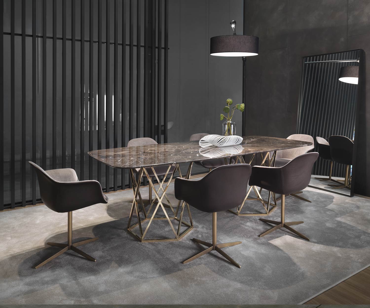 High quality Tatlin Design dining table Emperador marble brown
