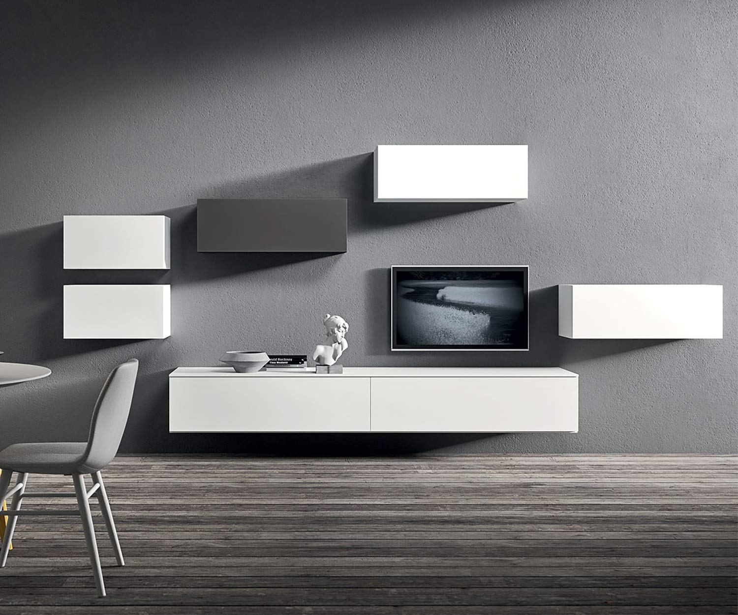 High-quality design living room wall units high gloss in white