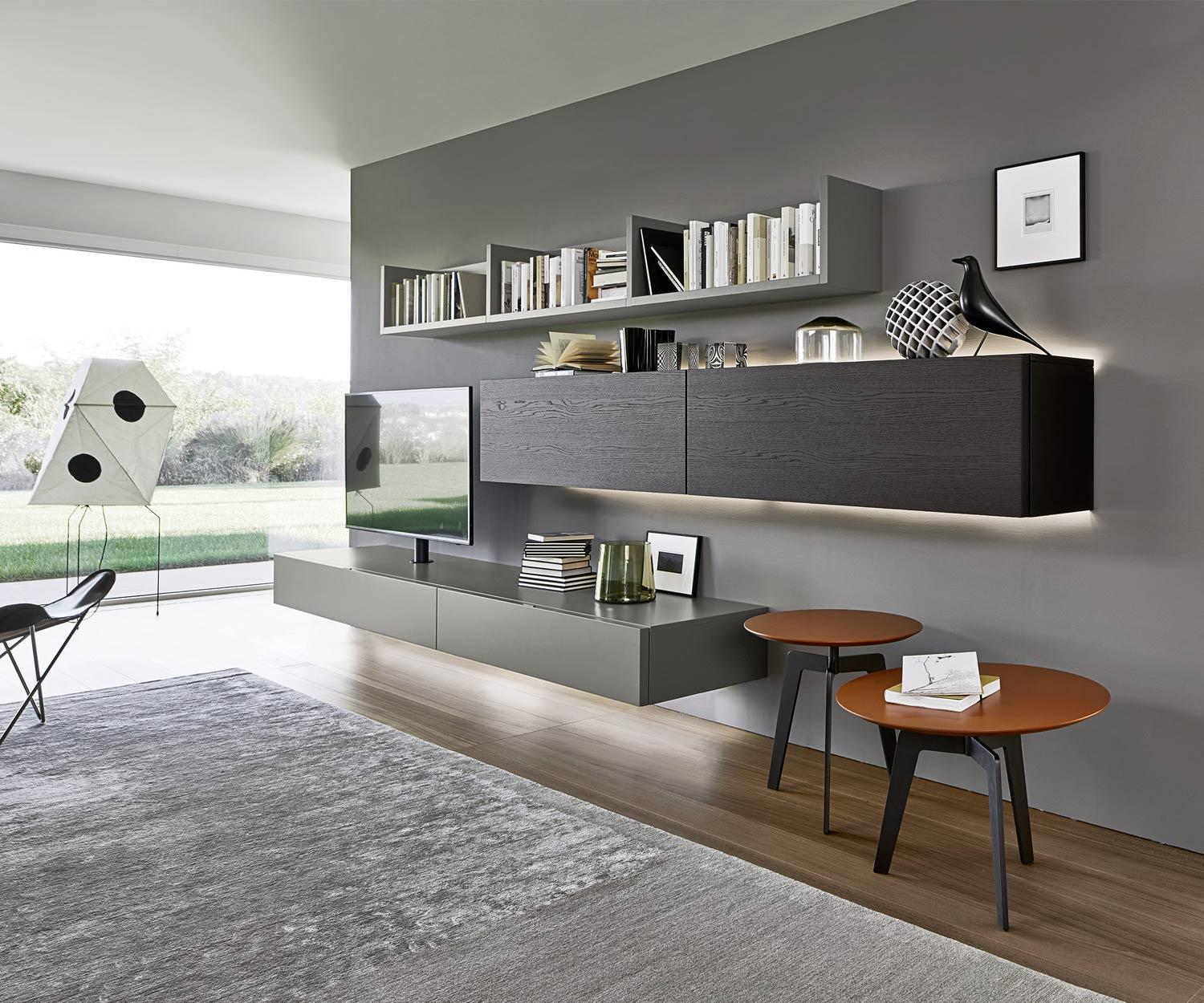 Exclusive Livitalia Design wall unit C60 Design lowboard with TV mount
