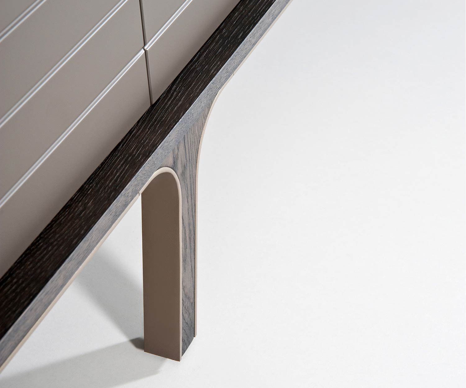 Modern al2 Designer Mobius 002 sideboard detail feet solid eucalyptus wood