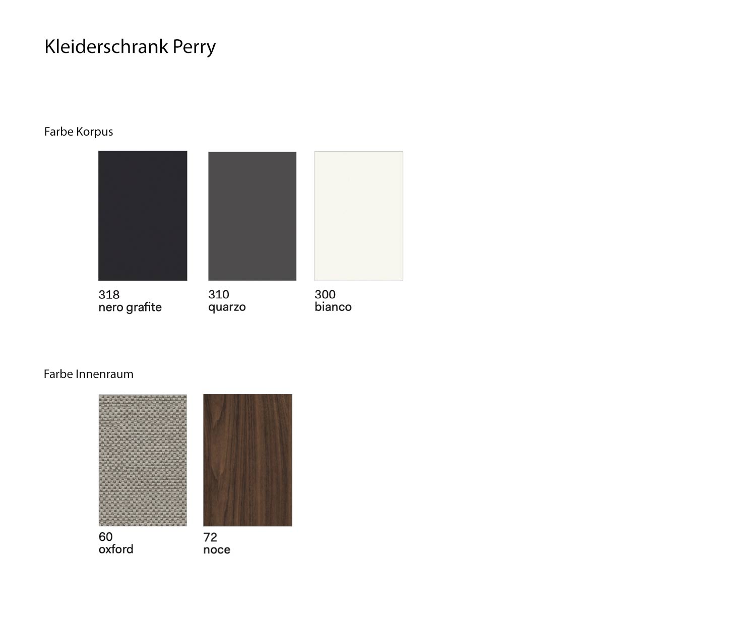 Interior colour and exterior colour Colour sample Perry wardrobe