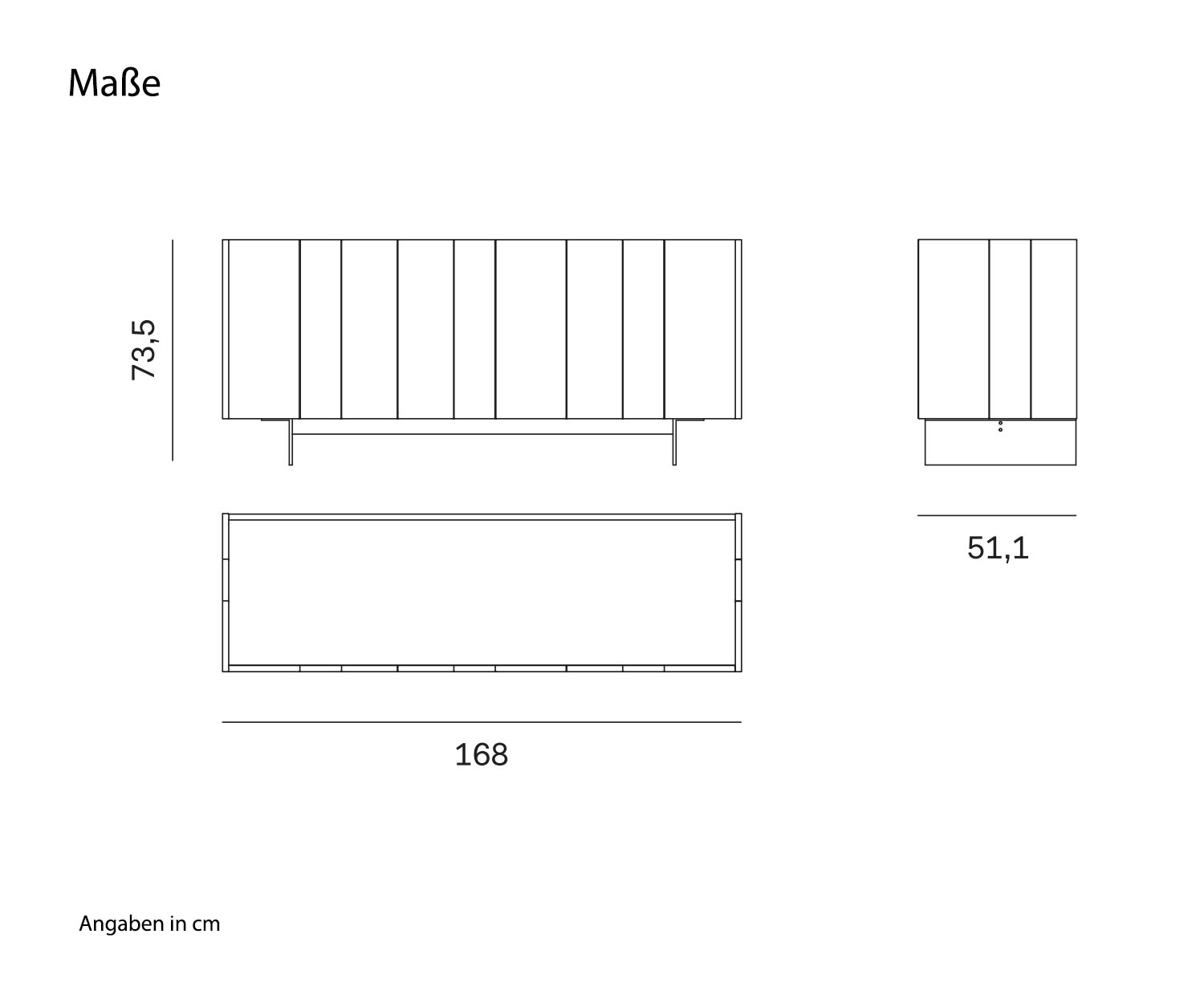 Novamobili Design Sideboard Stripe 3 Sketch Dimensions