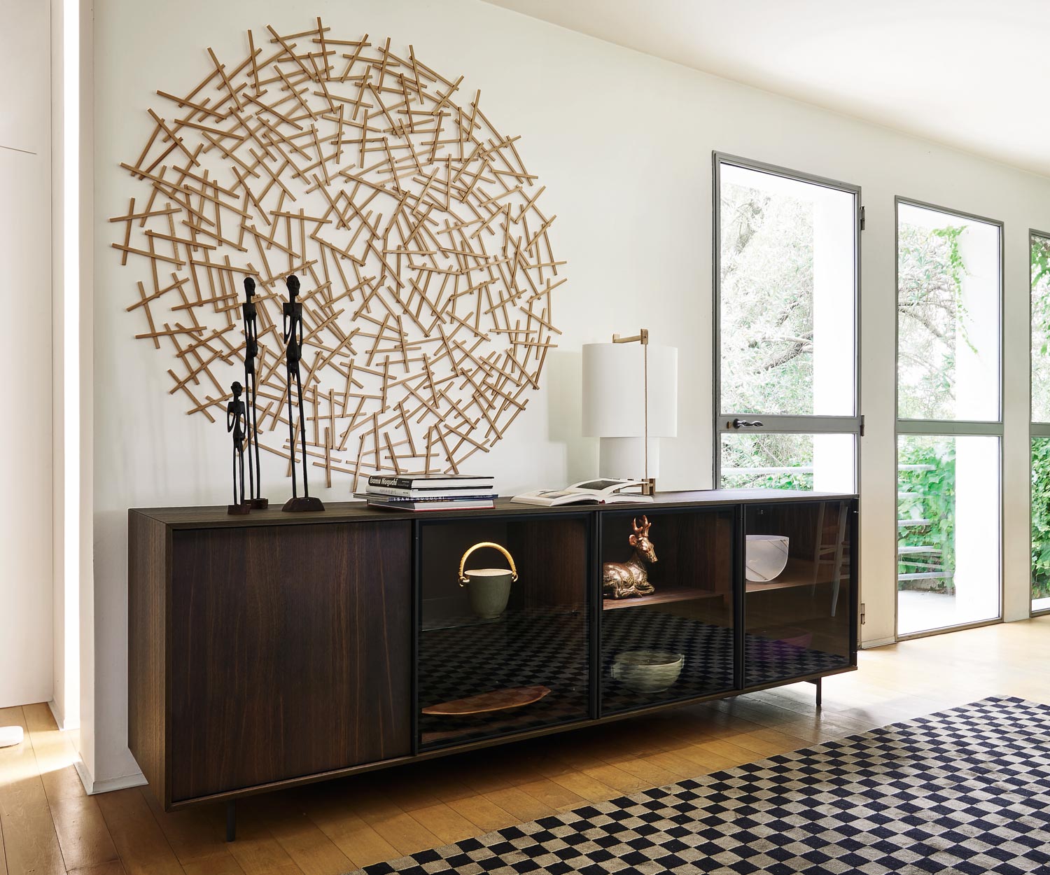 Exclusive Livitalia Glass design sideboard Scrigno in brown oak