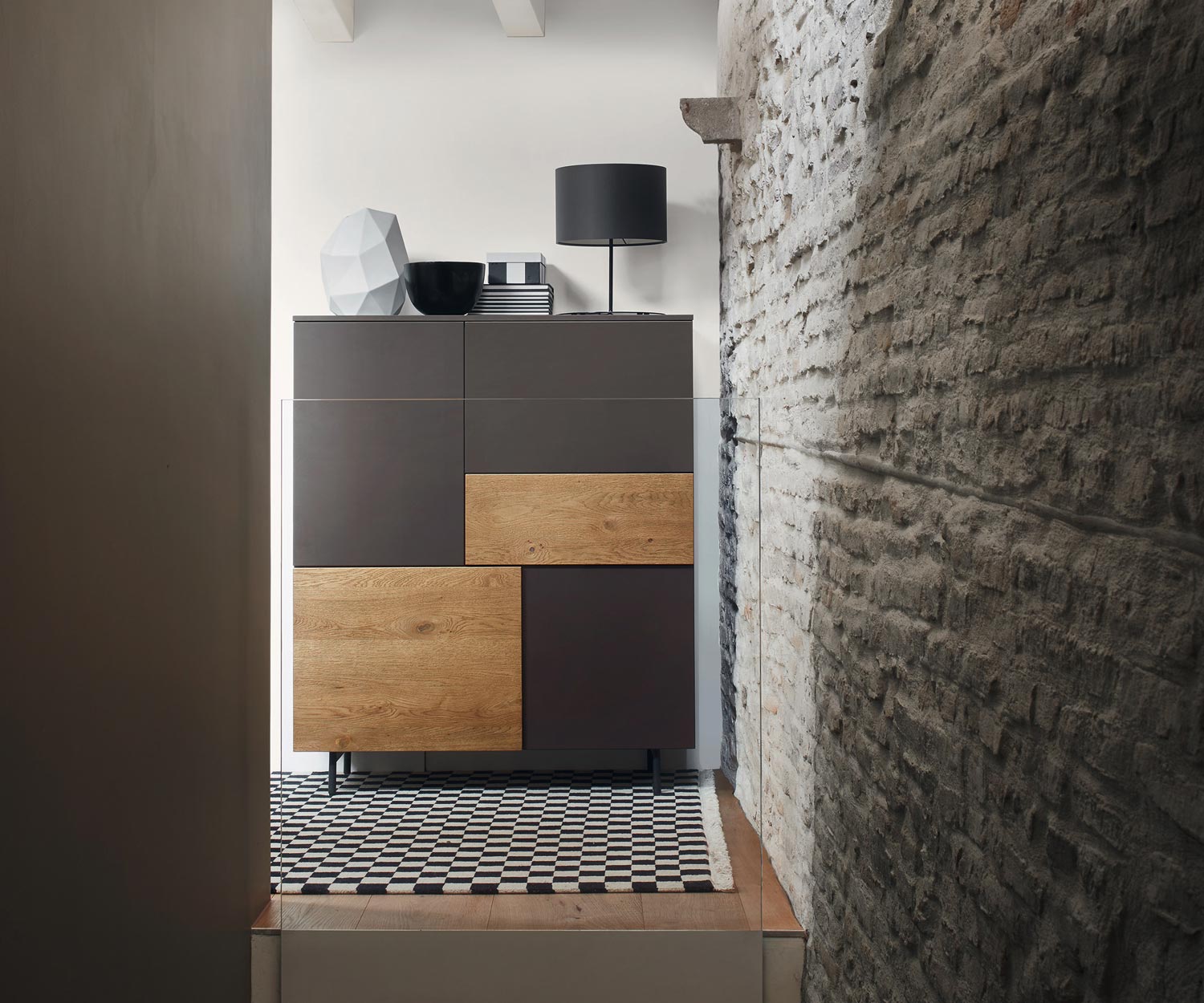 Exclusive Livitalia Design highboard Incontro with drawers and doors without handles