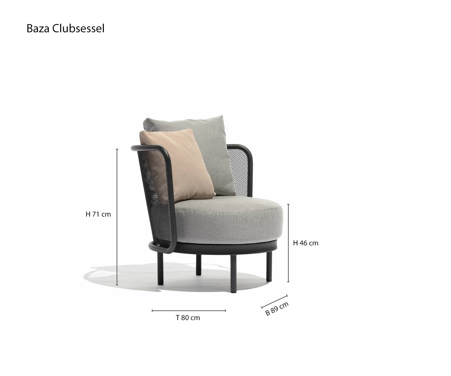 Baza Round garden armchair sketch Dimensions Sizes Size information
