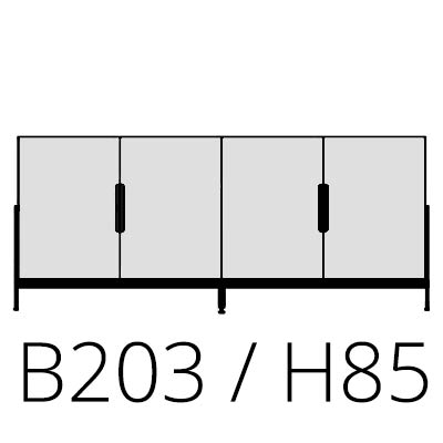 W 203 cm H 85 cm 4 doors 