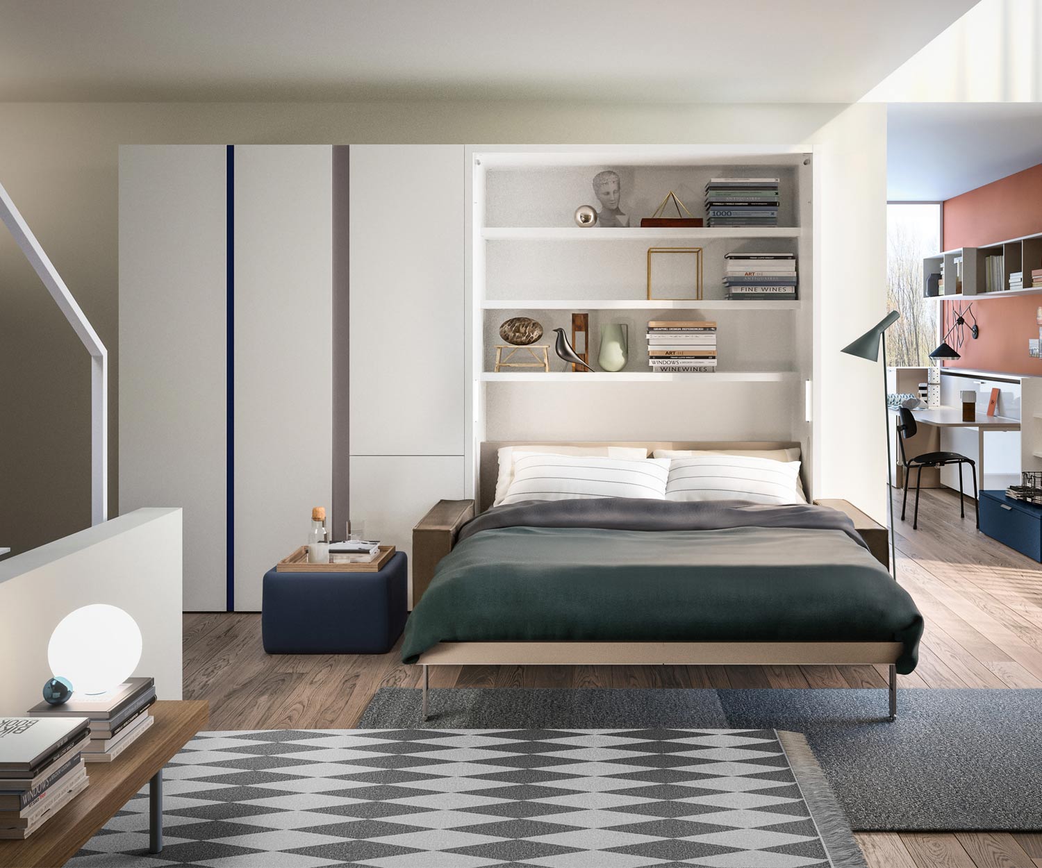 Modern Clei Penelope 2 designer foldaway bed with sofa 160x200 mattress base