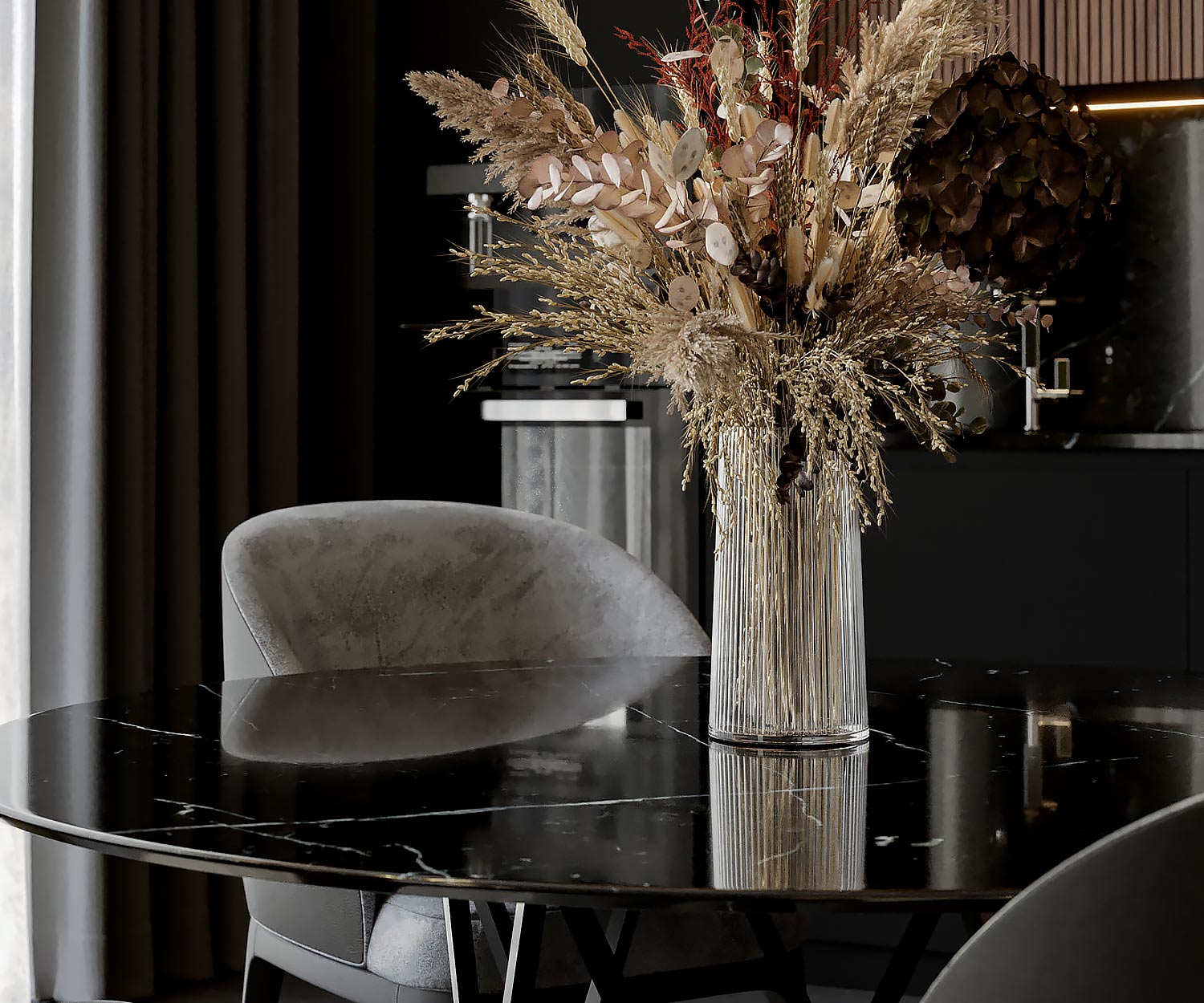 Marquina Black marble dining table