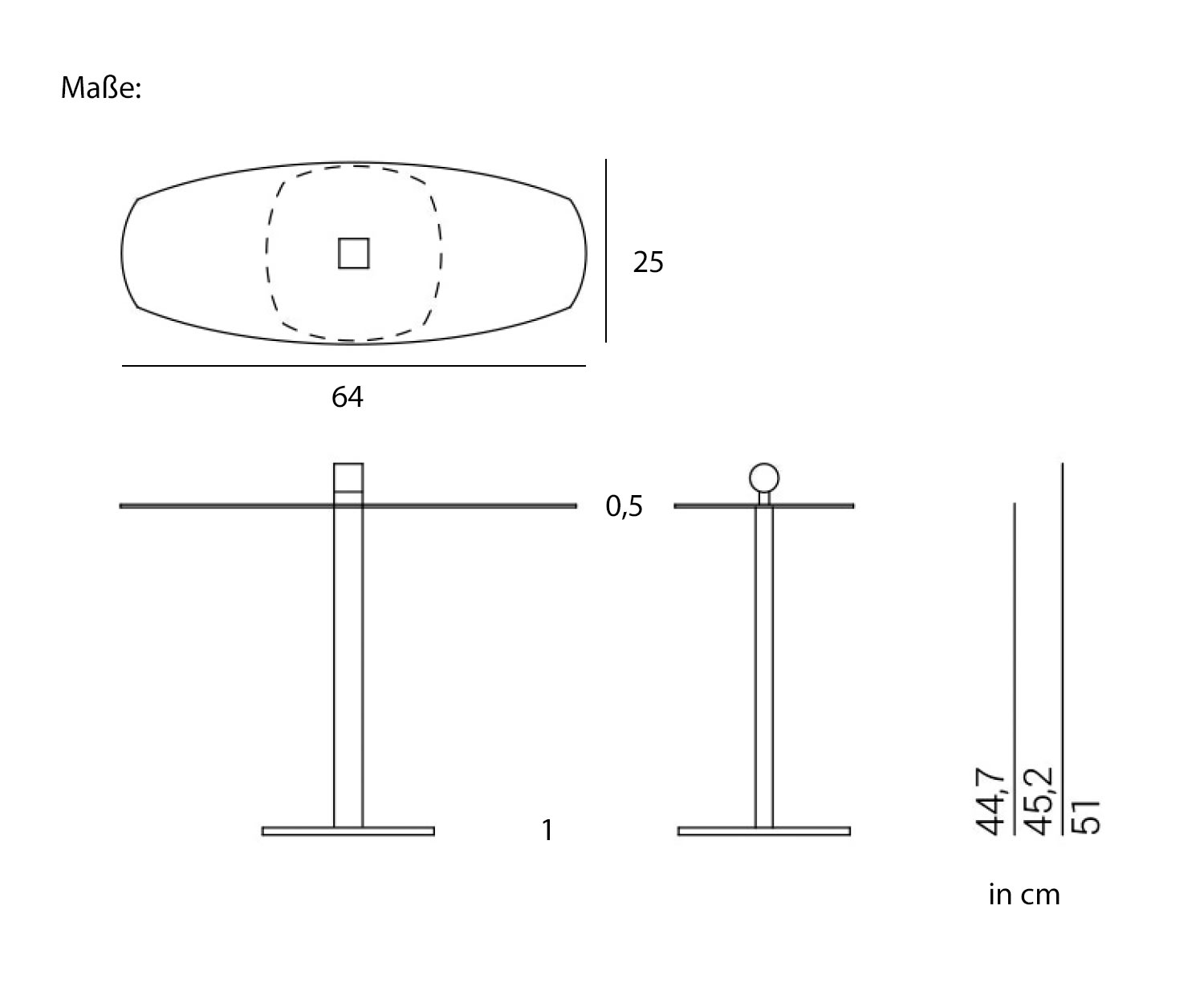 Marelli Side table Leaf Dimensions Sketch Sizes