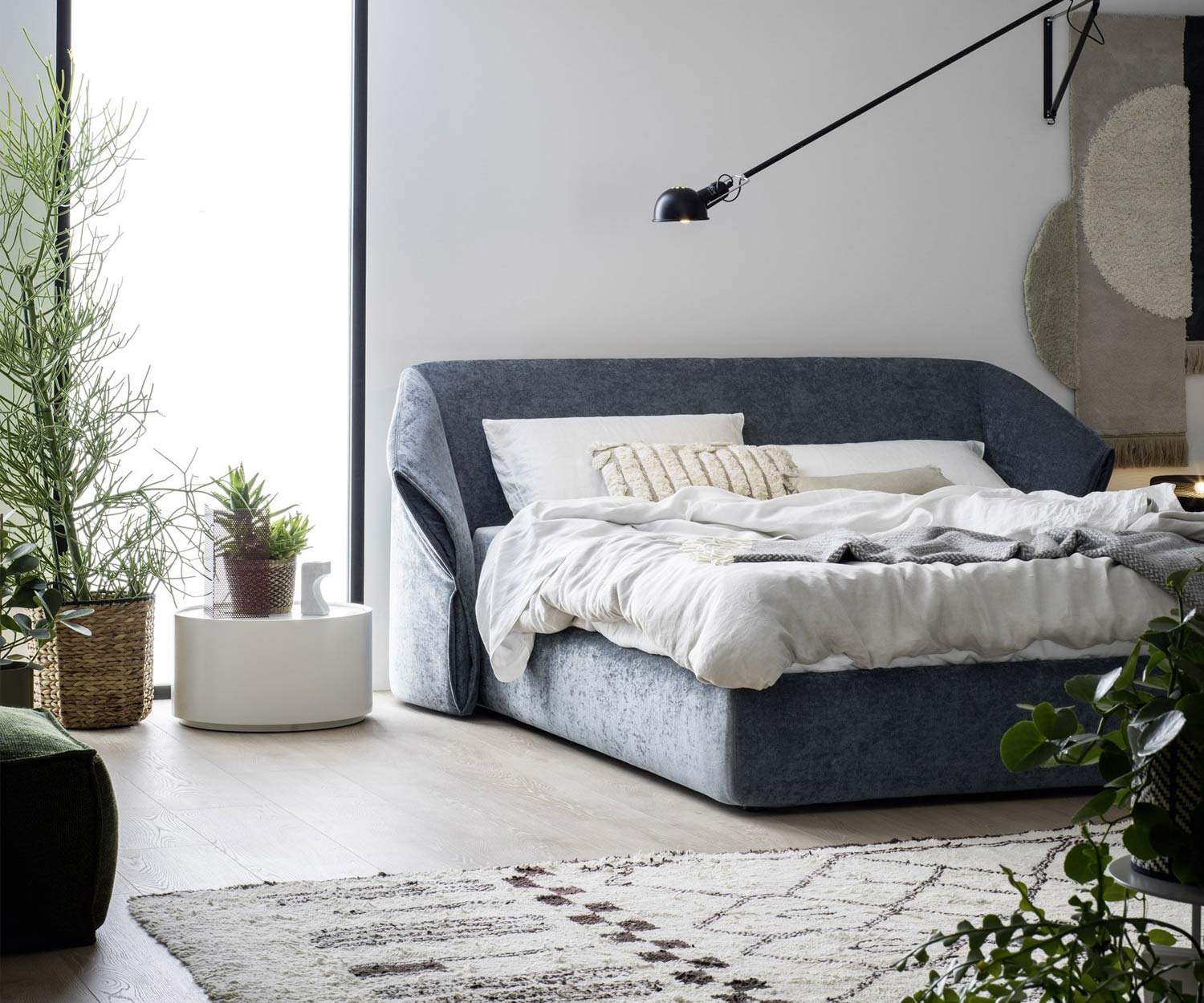 High-quality Novamobili Hide bed with bed base and in grey