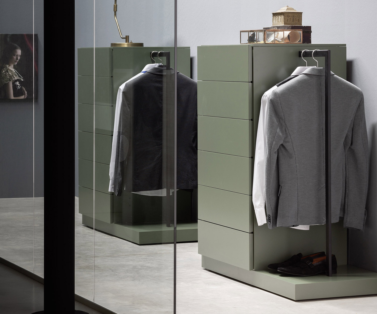 Novamobili Design high chest of drawers with wardrobe plus rail