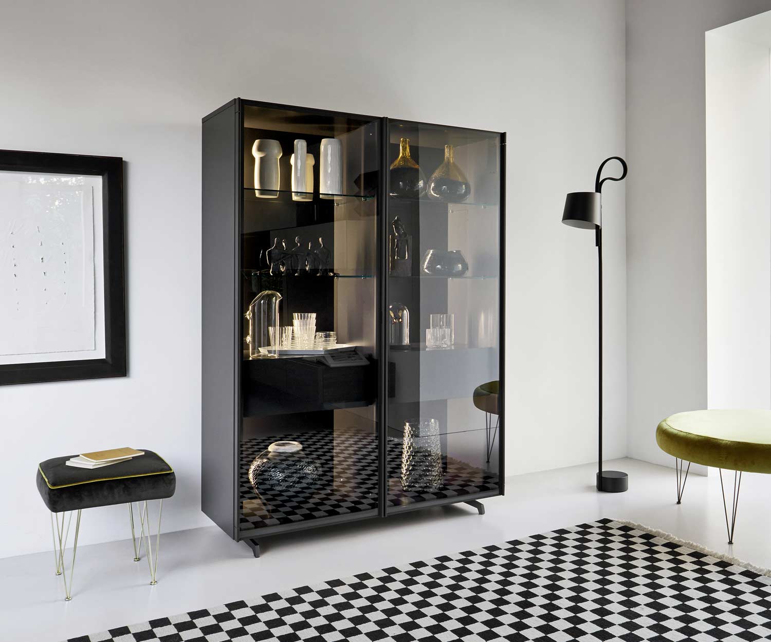 Exclusive Livitalia Design glass cabinet Scrigno with narrow frame