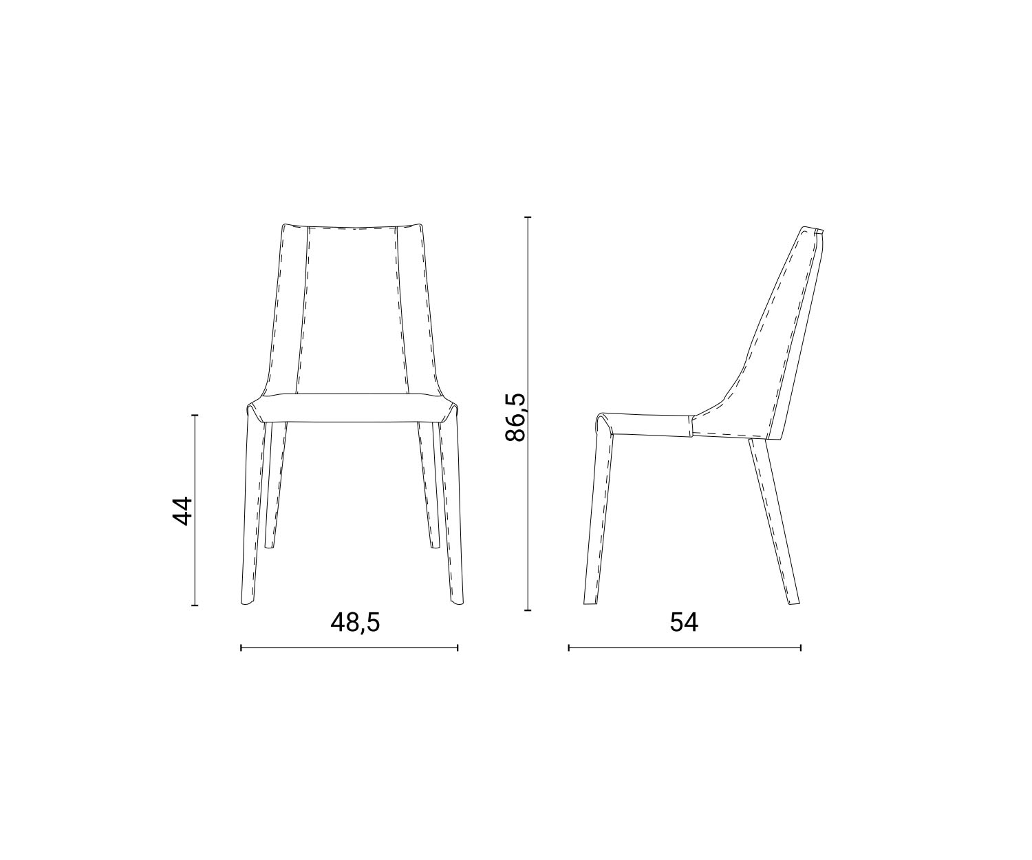 High-quality design dining chair leather Dimensions Dimensions sketch Sizes