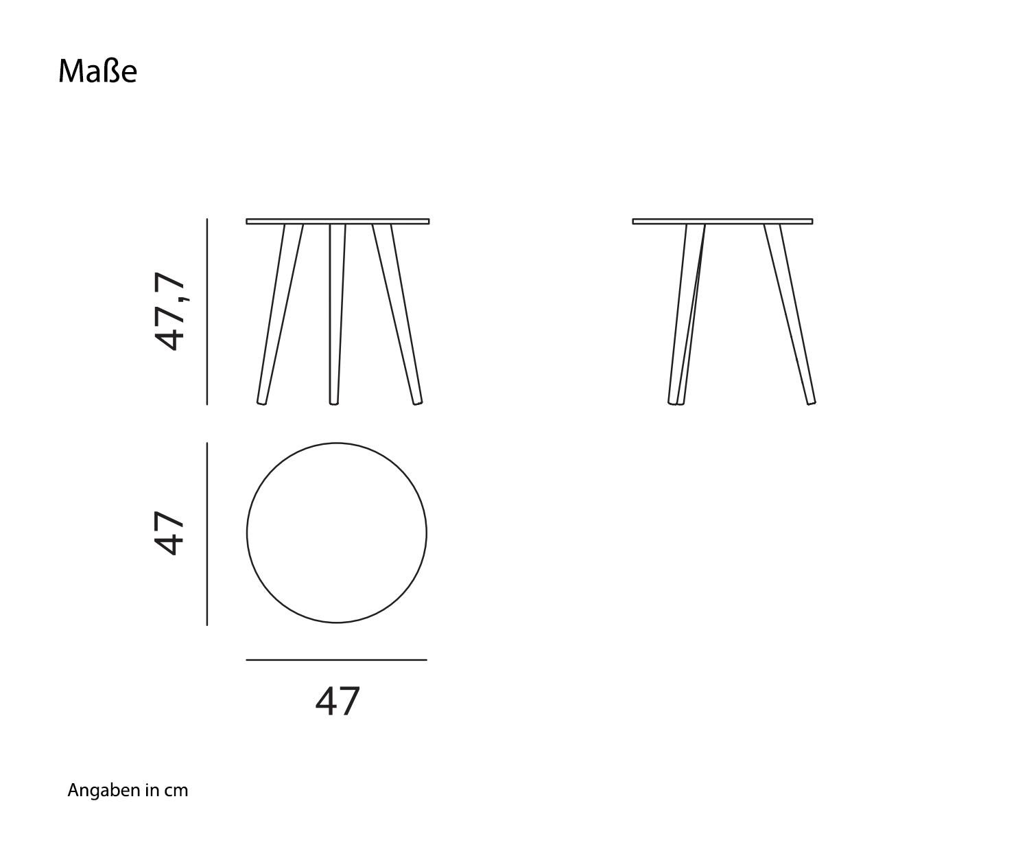 Novamobili Side table Trio dimensions sketch