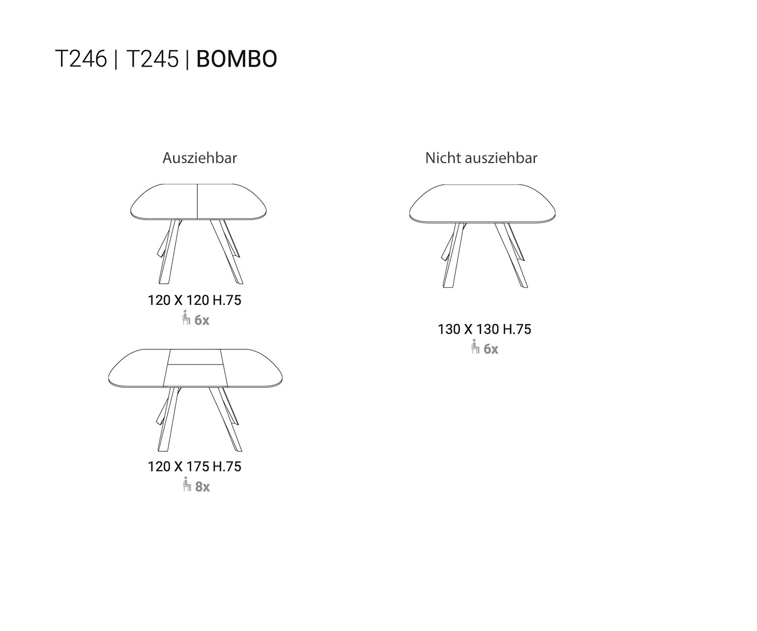Ozzio Dining table Bombo T245 T246 Sketch drawing
