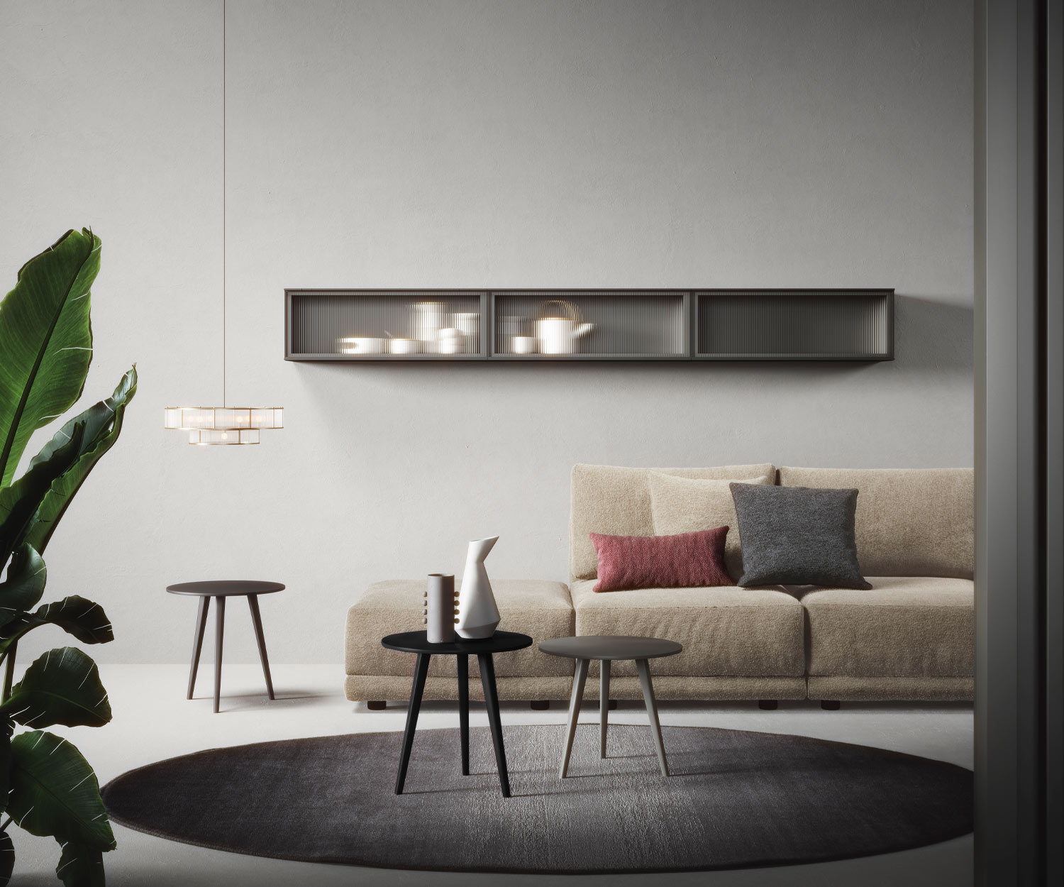 Three-legged side table Trio from Novamobili in black matt lacquered Living room