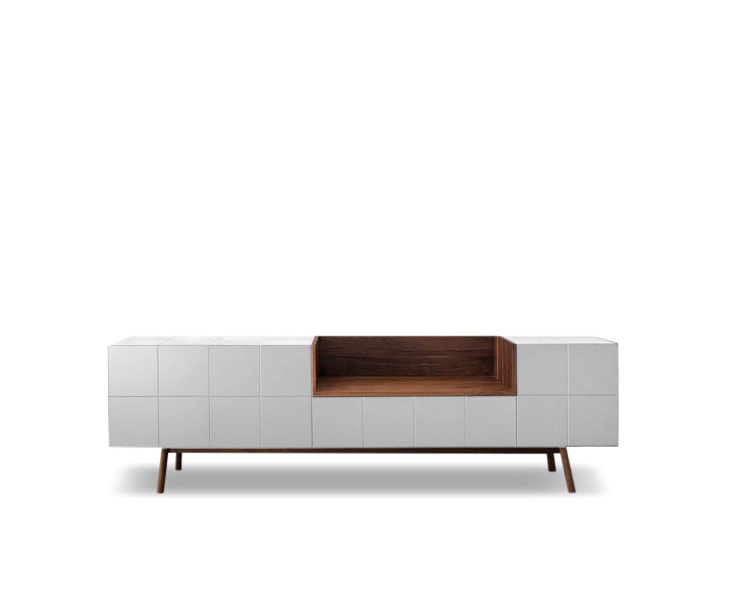 Modern al2 Design sideboard MOS I KO 003 in white with solid wood feet