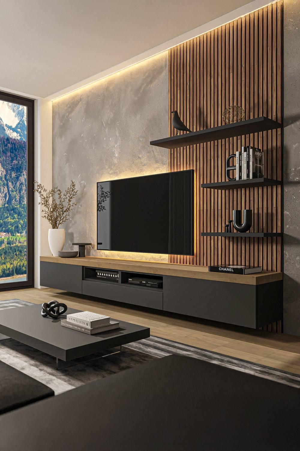 harmonisch-abgerundetes-wohnzimmer-mit-dunkler-wohnwand-und-dezenten-accessoires