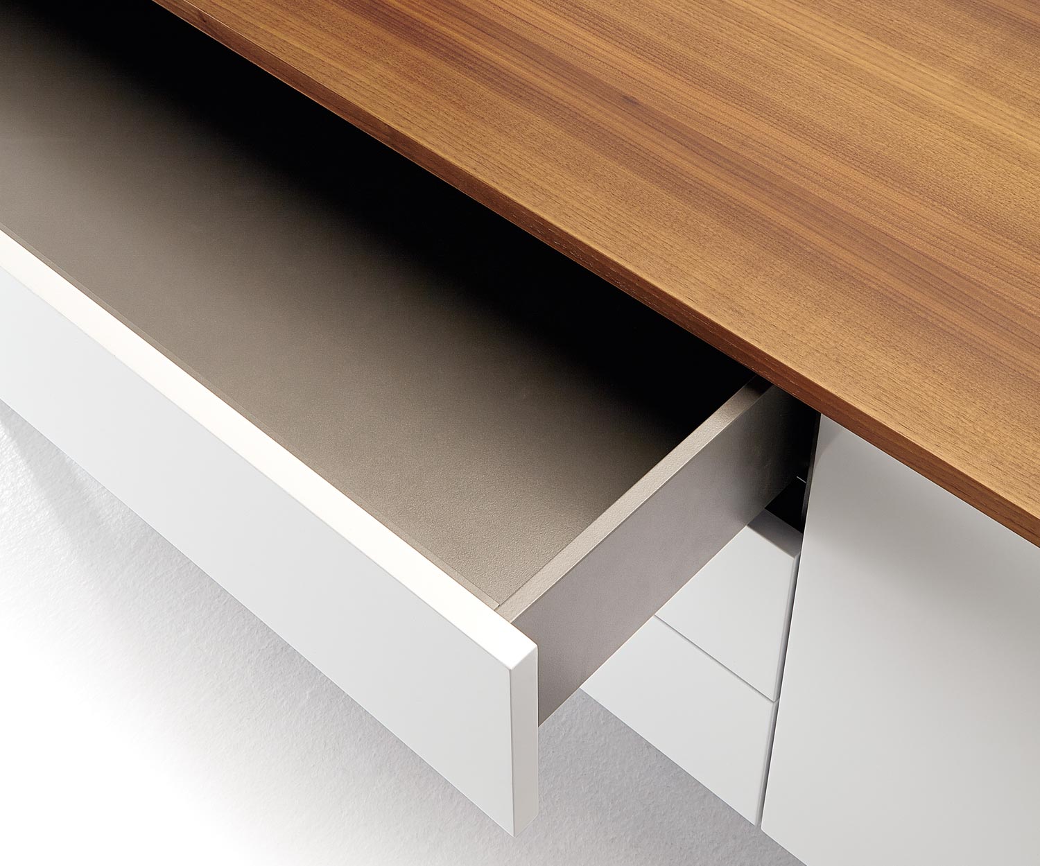 Modern Punt Design sideboard Tactile walnut detail drawer
