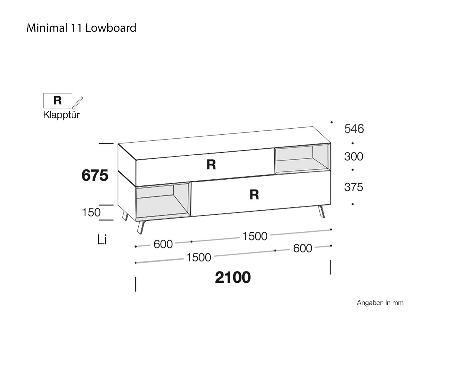 Livitalia Minimal 11 Living room cabinet sketch dimensions sizes