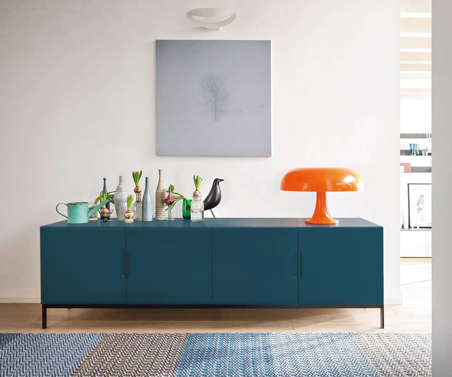 High-quality Novamobili design sideboard in blue with feet